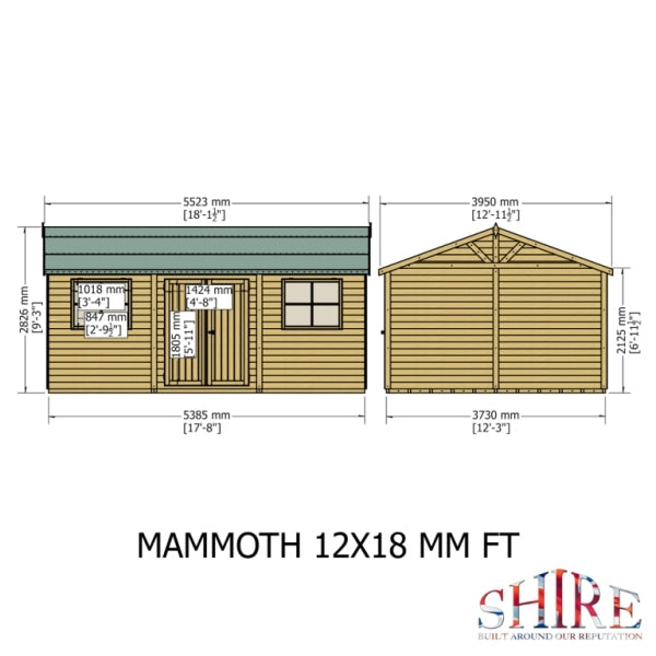 Shire Mammoth Loglap Double Door Shed - 12x18