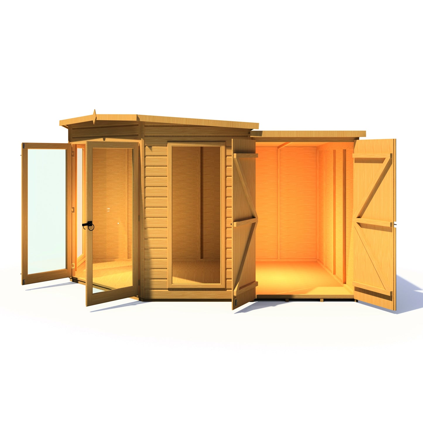 Shire Barclay 8x12 Corner Summerhouse with Side Shed