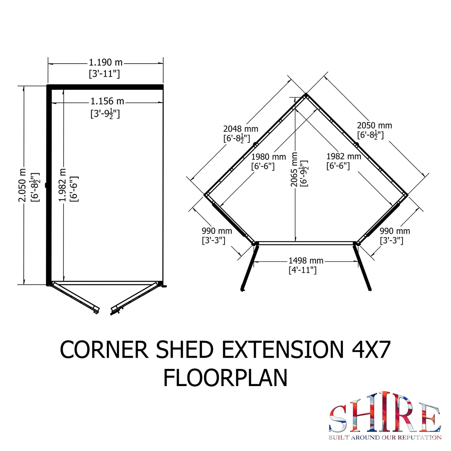 Shire Hampton 7x11 Corner Summerhouse with Side Shed