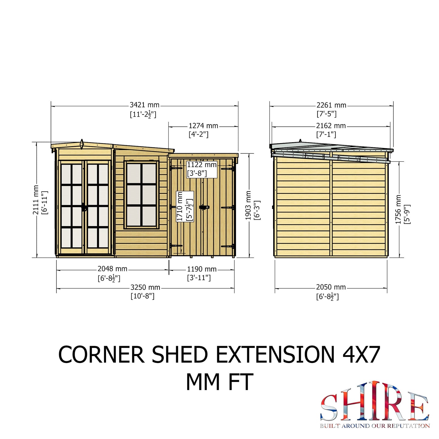 Shire Hampton 7x11 Corner Summerhouse with Side Shed