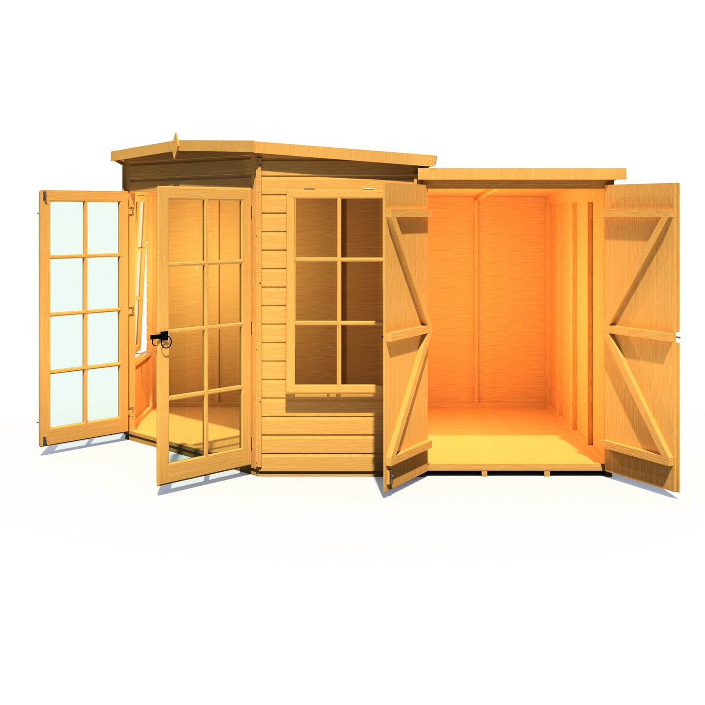 Shire Hampton 7x11 Corner Summerhouse with Side Shed