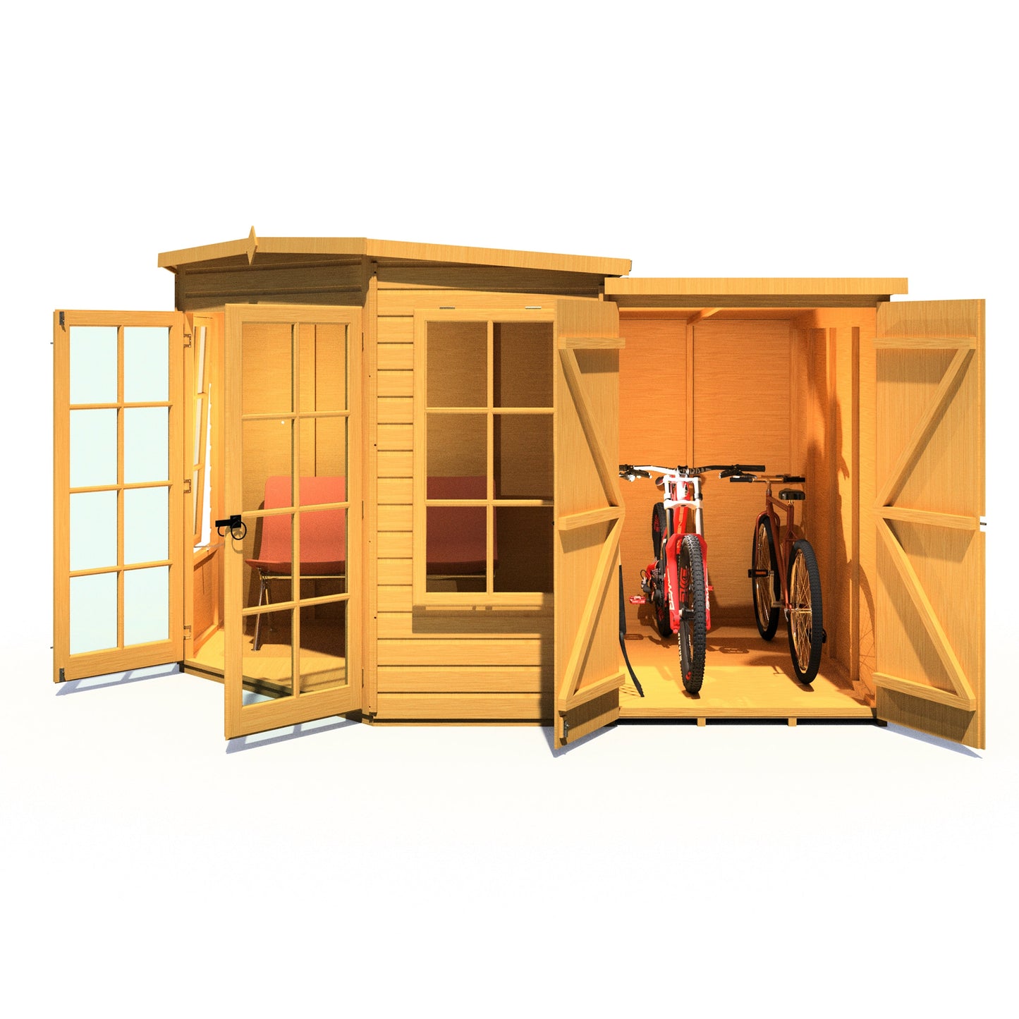 Shire Hampton 7x11 Corner Summerhouse with Side Shed