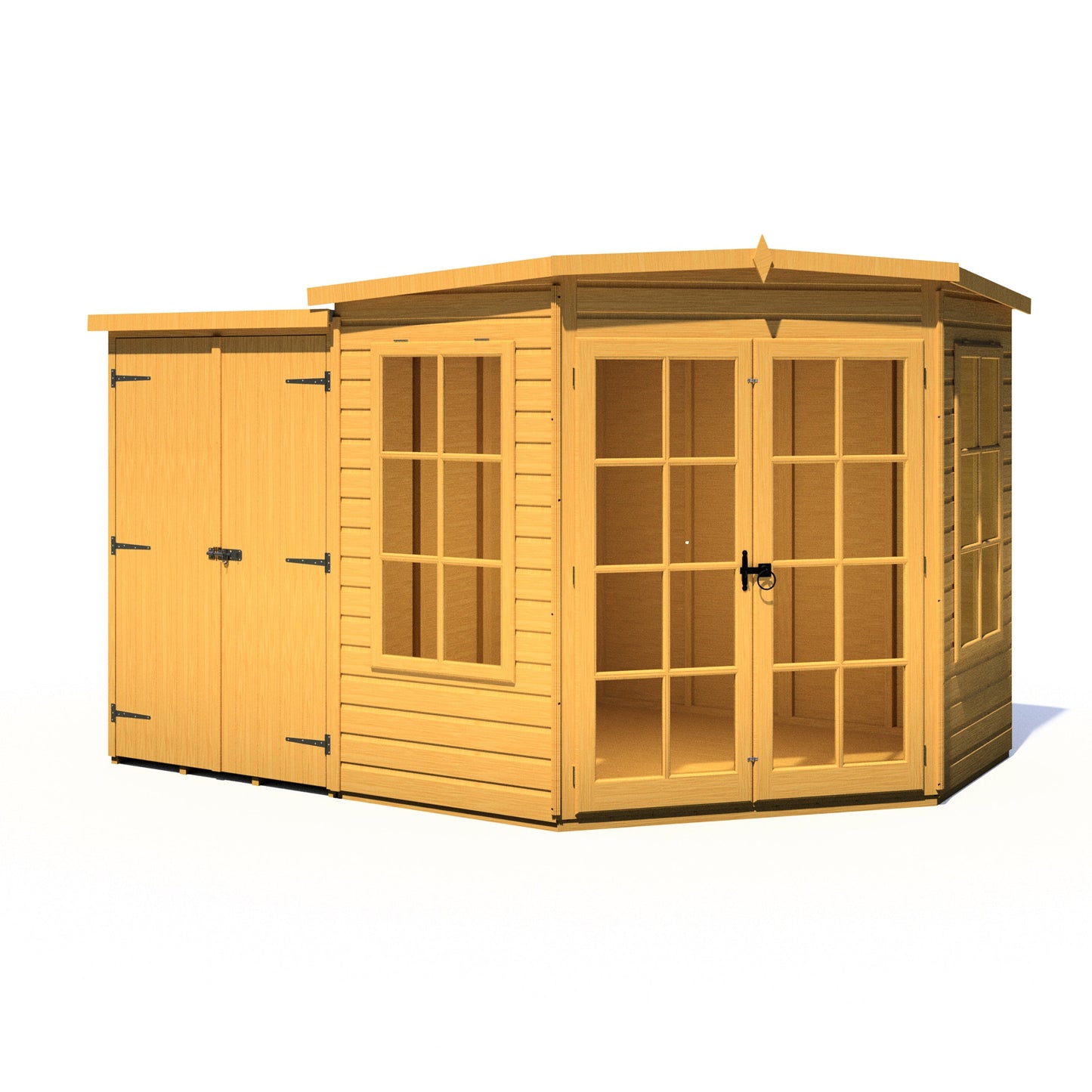 Shire Hampton 7x11 Corner Summerhouse with Side Shed