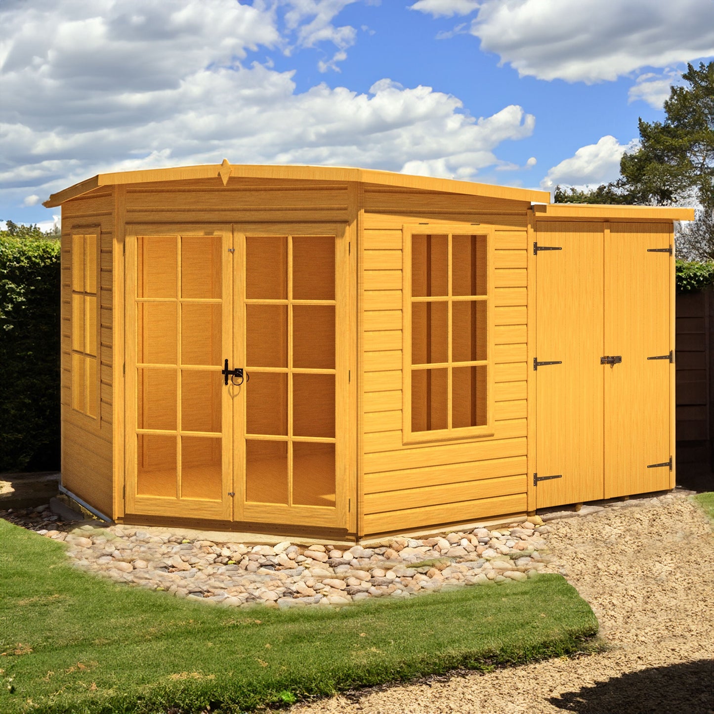 Shire Hampton 8x12 Corner Summerhouse with Side Shed