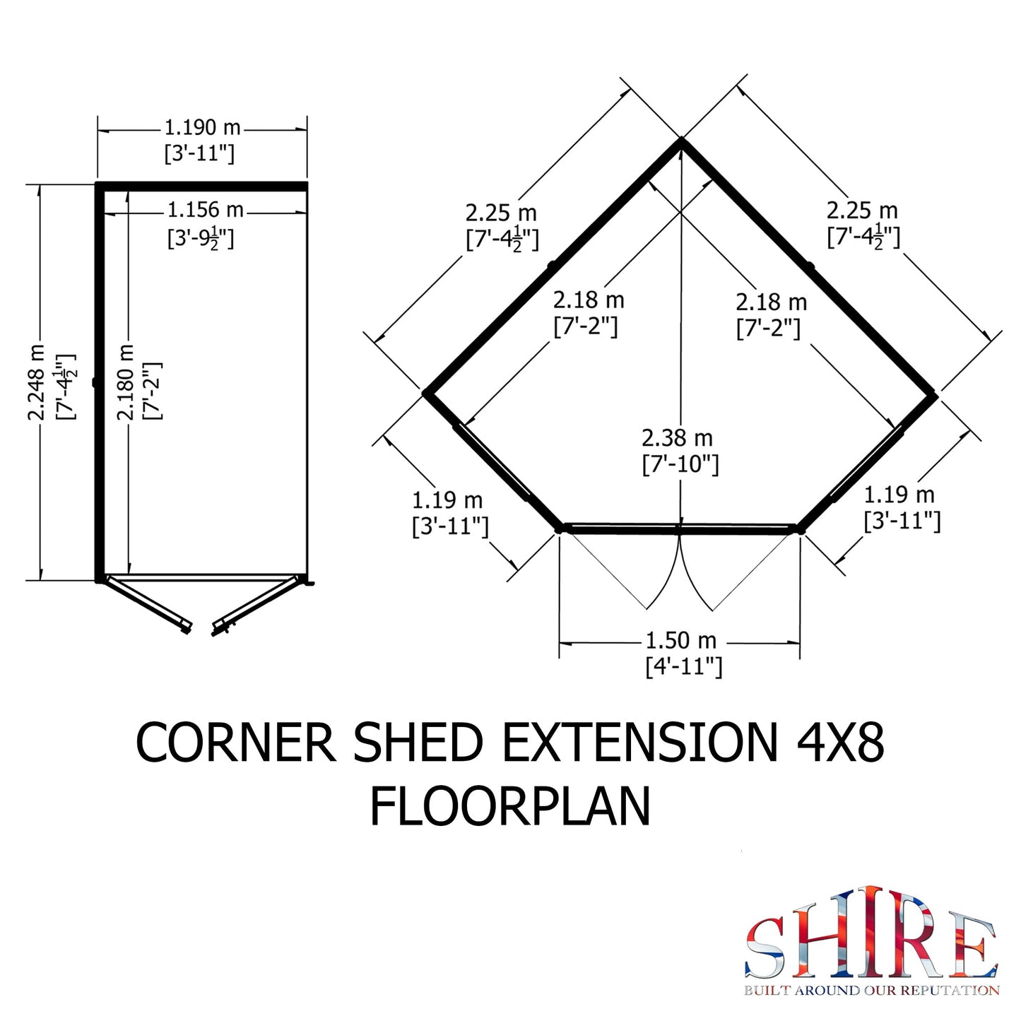 Shire Hampton 8x12 Corner Summerhouse with Side Shed