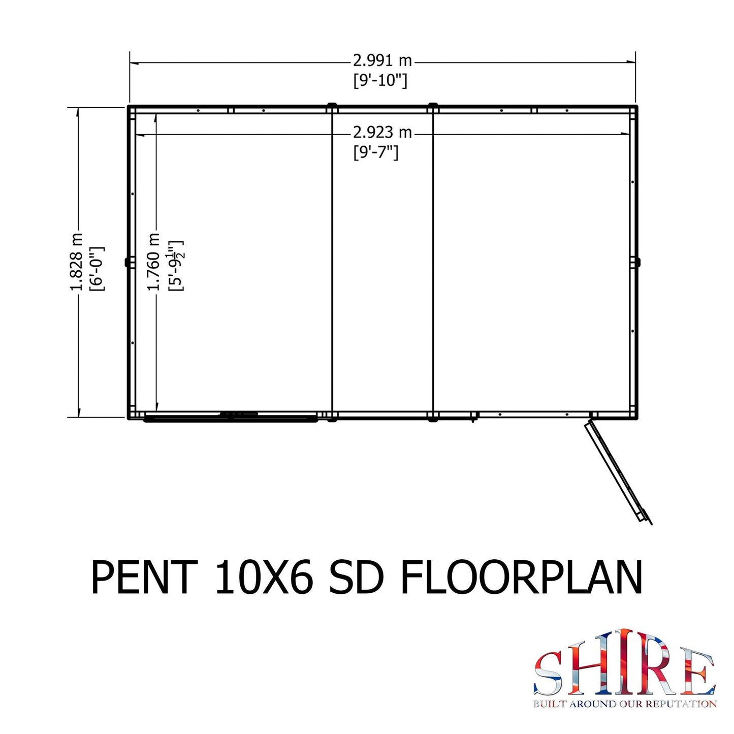 Pent 10 ft x 6 ft Shiplap Shed