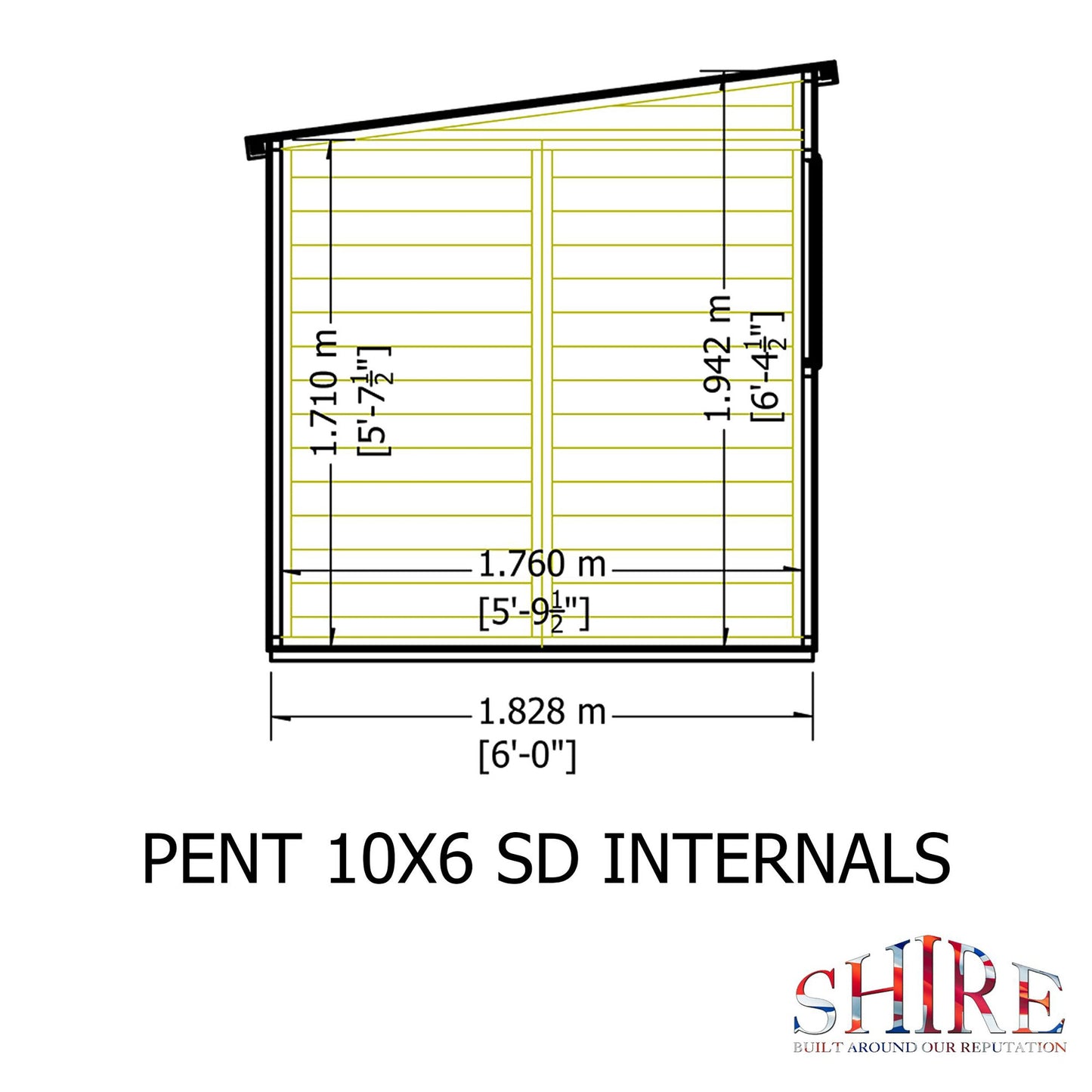 Pent 10 ft x 6 ft Shiplap Shed