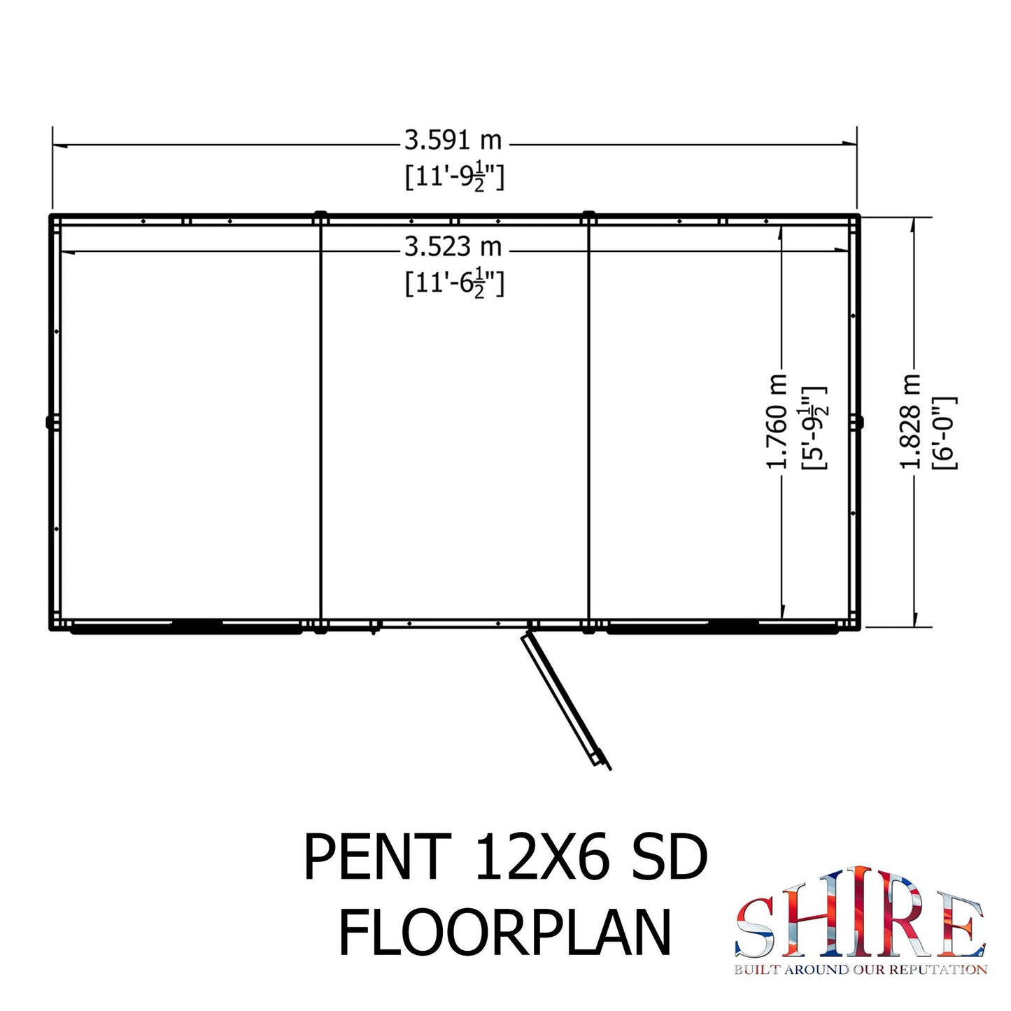 Pent 12 ft x 6 ft Shiplap Shed