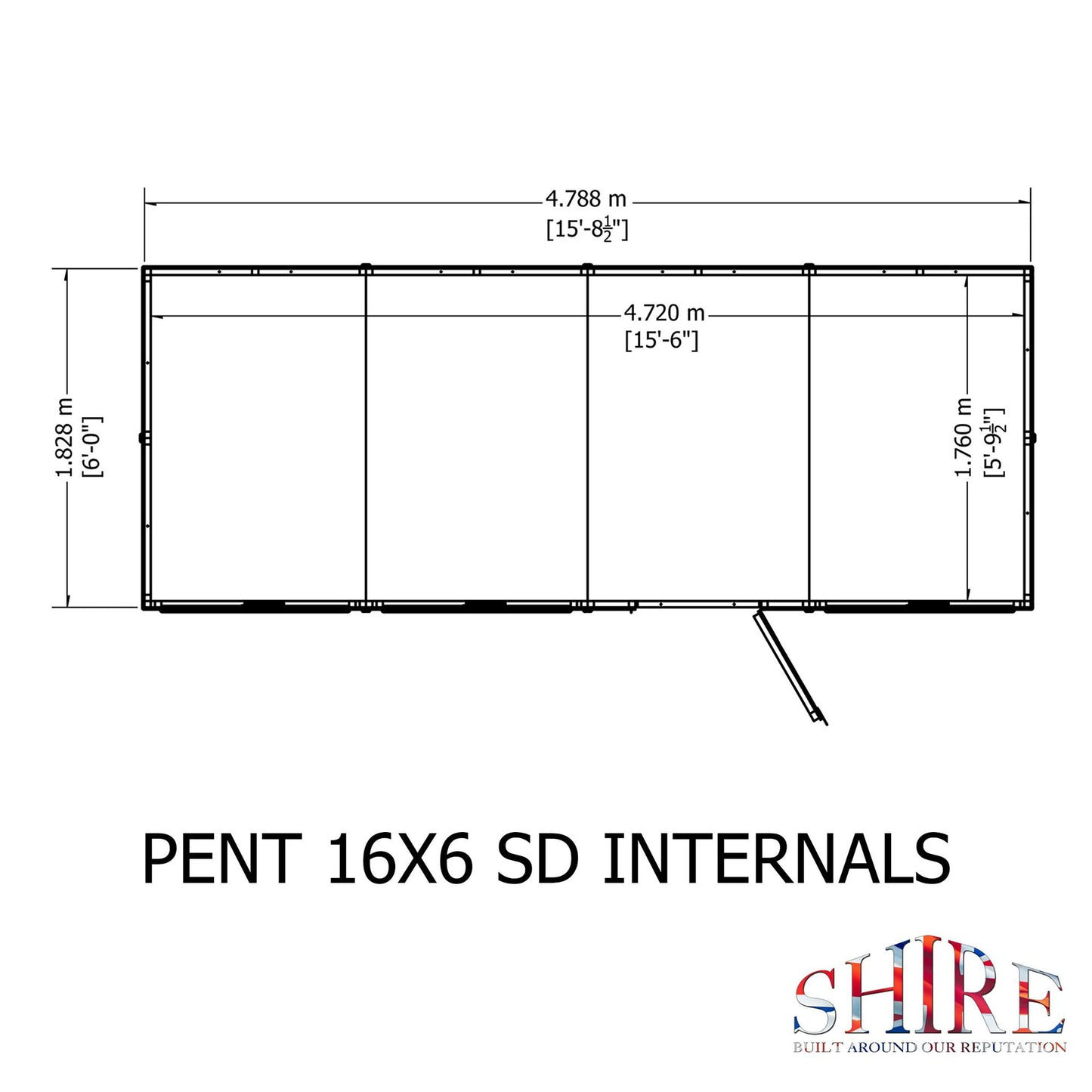 Pent 16 ft x 6 ft Shiplap Shed