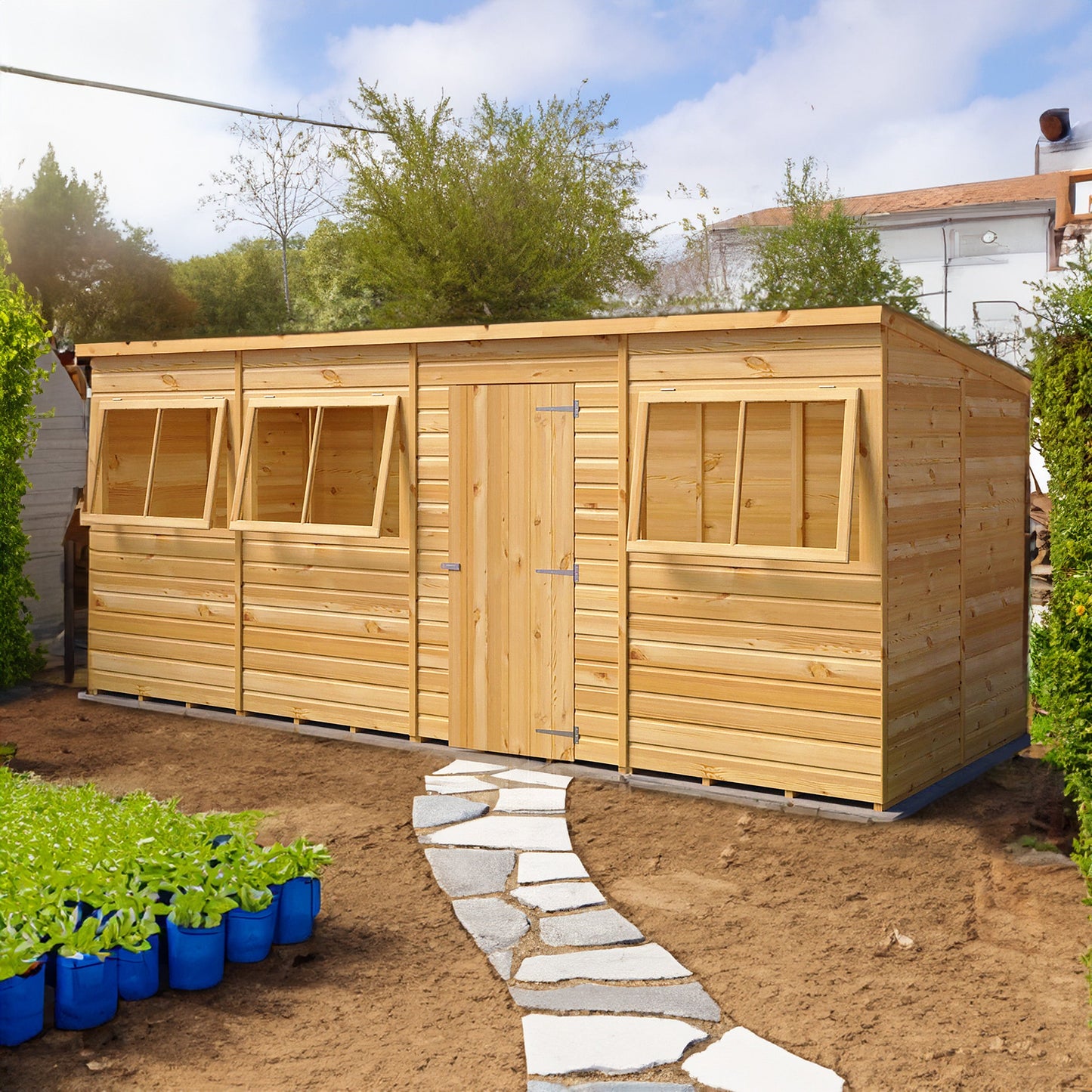 Pent 16 ft x 6 ft Shiplap Shed