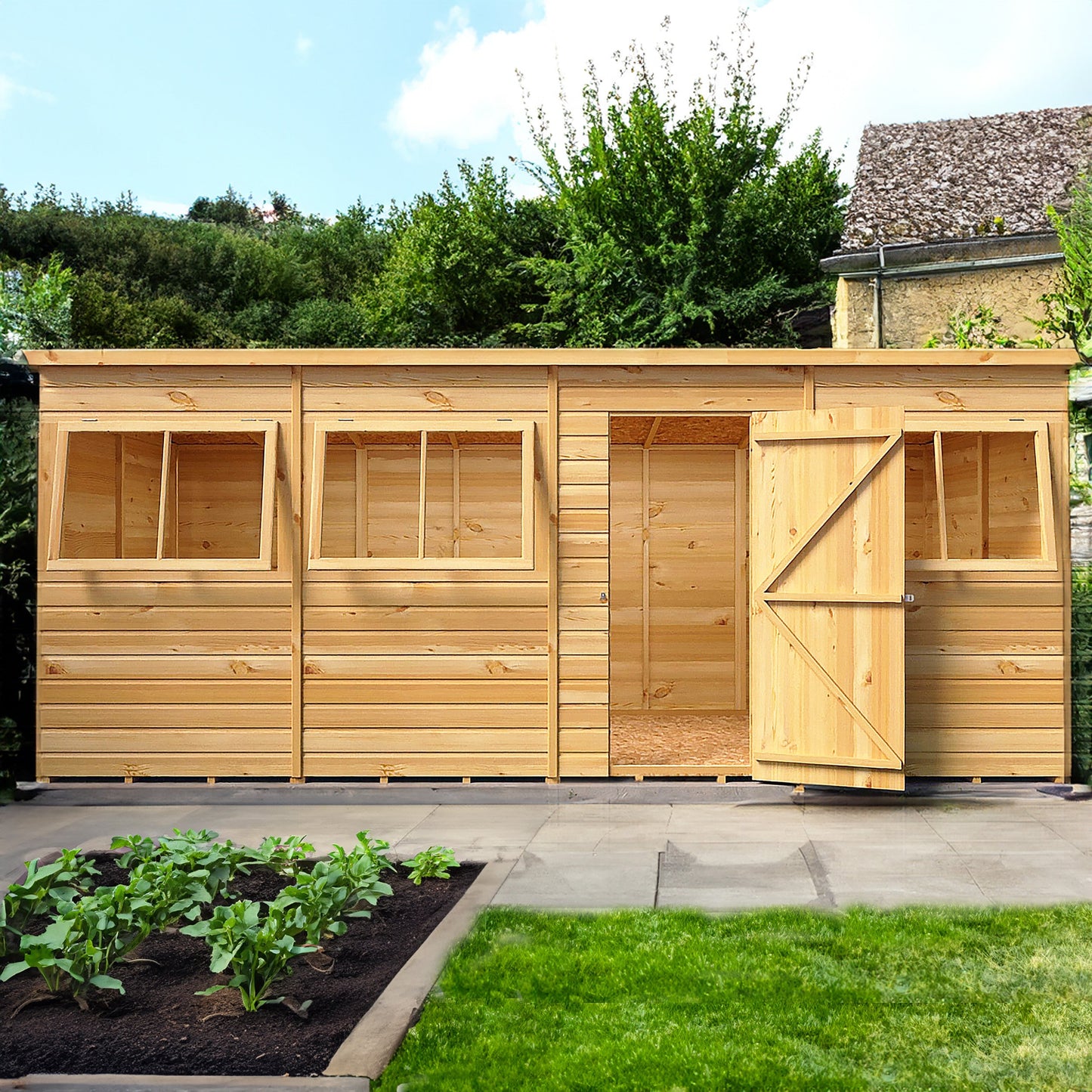Pent 16 ft x 6 ft Shiplap Shed