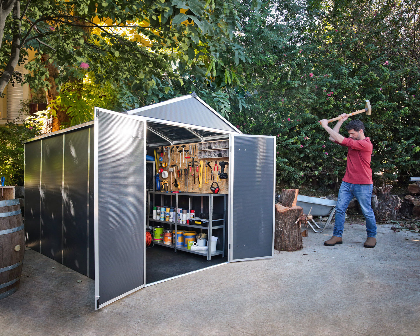 Rubicon 6 x 10 ft Garden Shed With Floor - Dark Grey Polycarbonate Panels