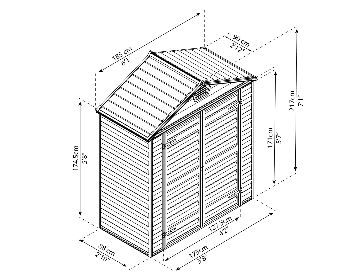 Skylight 6ft. x 3ft. Garden Shed - Amber Polycarbonate Panels