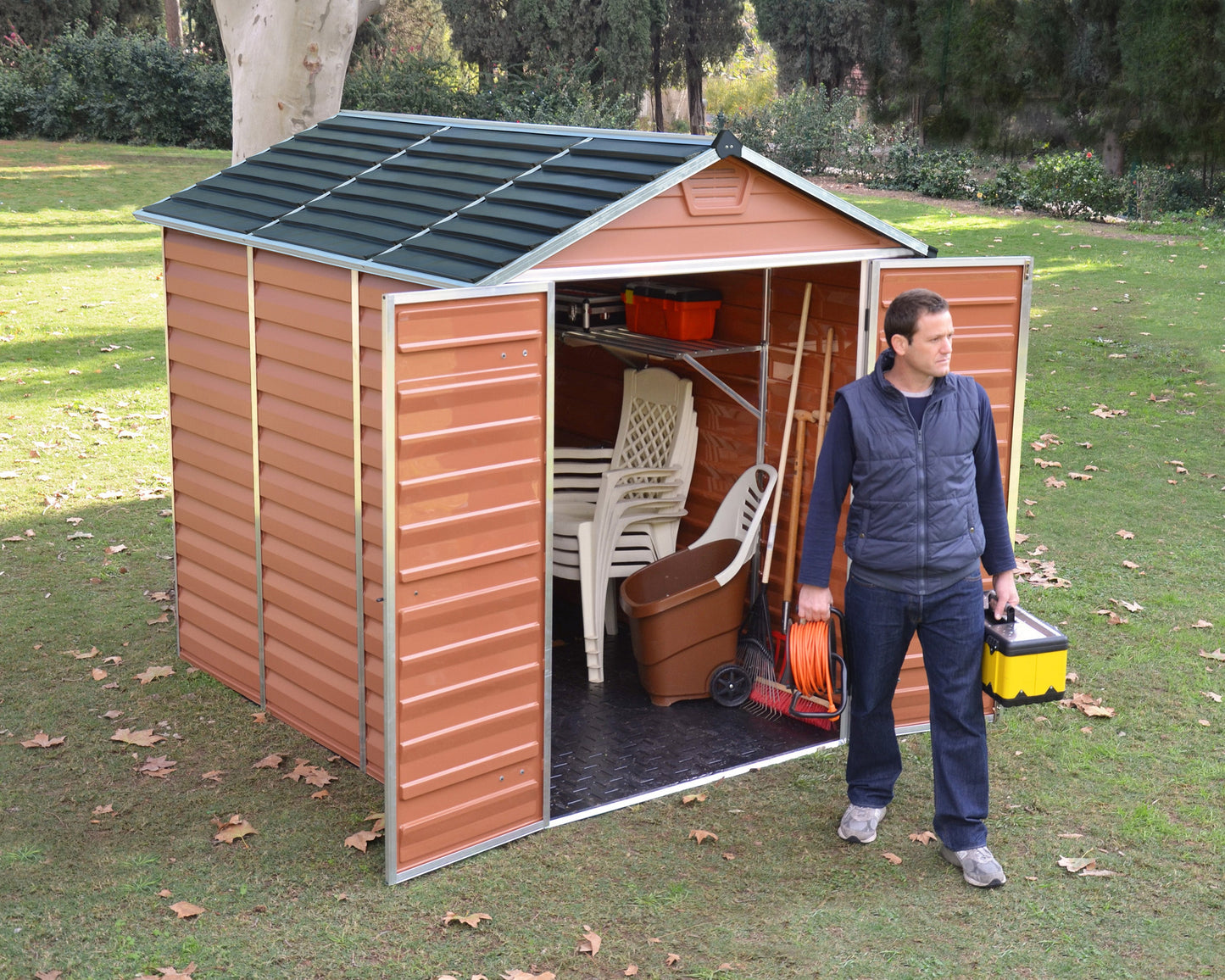 Skylight 6ft. x 8ft. Garden Shed - Amber Polycarbonate Panels