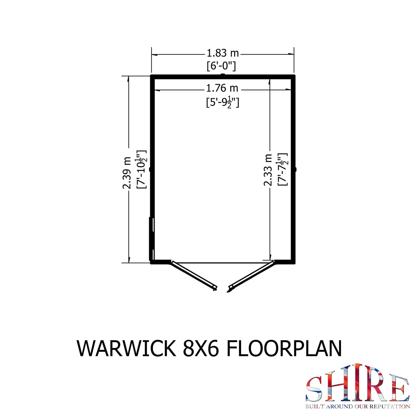 Shire Warwick Shed Double Door 8x6