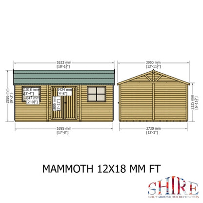 Shire Mammoth Loglap Double Door Shed - 12x18