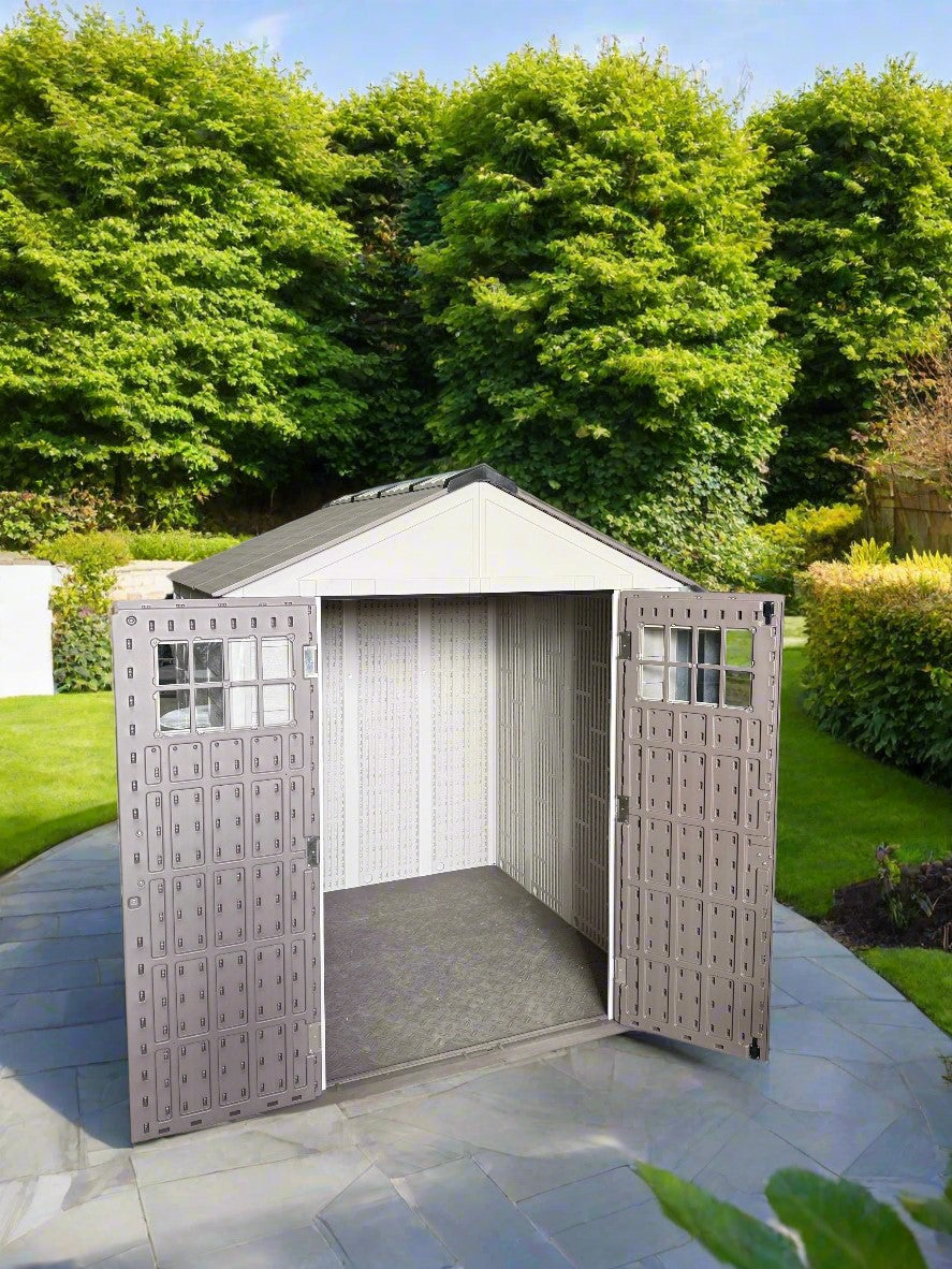 Balmoral Heavy-Duty Windproof Resin Dual-Wall High Density Garden Shed - 7 x 5.4 ft