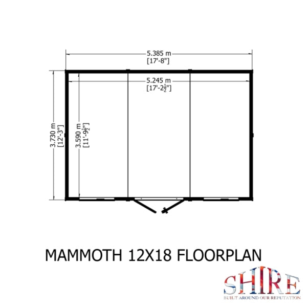 Shire Mammoth Loglap Double Door Shed - 12x18