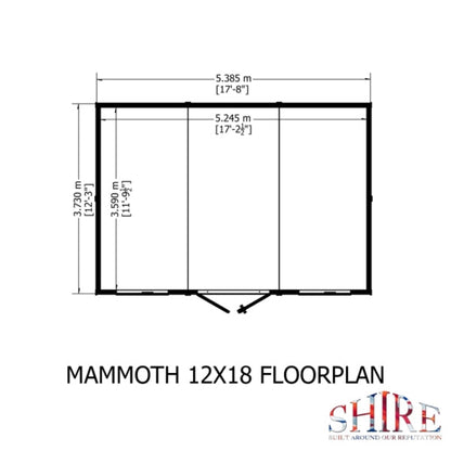 Shire Mammoth Loglap Double Door Shed - 12x18