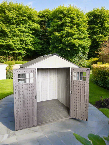Balmoral Heavy-Duty Windproof Resin Dual-Wall High Density Garden Shed - 7 x 7 ft
