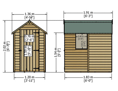 Garden Value Overlap 6 x 4 Shed with Window