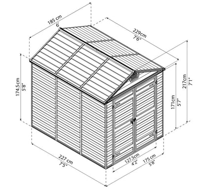 Palram - Canopia Skylight Brown Shed 6x8