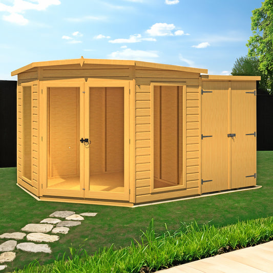 Shire Barclay 7x11 Corner Summerhouse with Side Shed