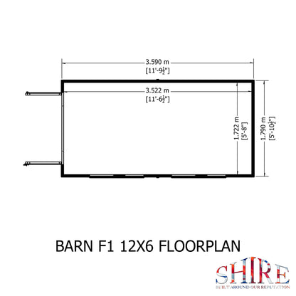 Shire Barn 12x6 Shed Workshop