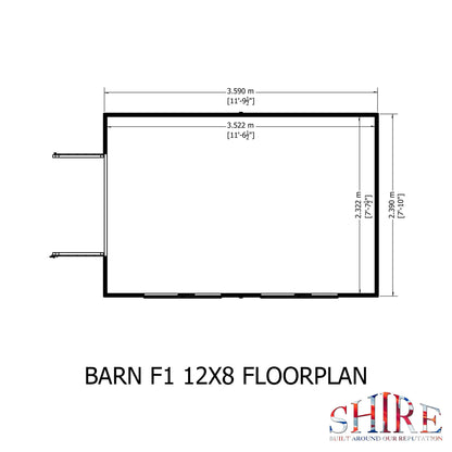 Shire Barn 12x8 Shed Workshop