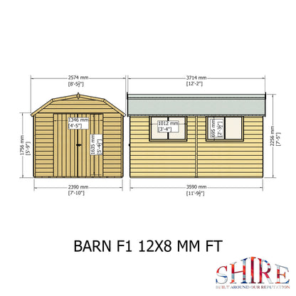 Shire Barn 12x8 Shed Workshop