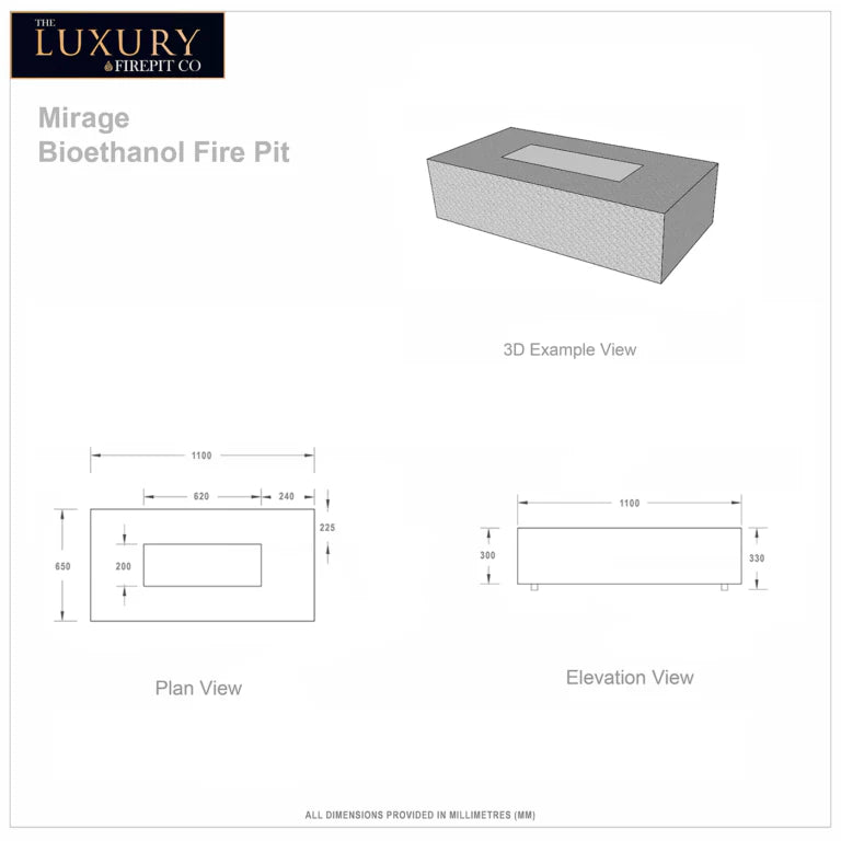 Mirage Bioethanol Fire Pit - Luxury Fire Pit Co
