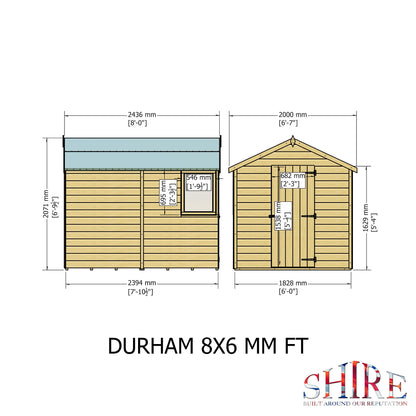 Shire Durham Single Door 8x6 Shed