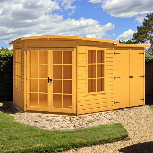 Shire Hampton 7x11 Corner Summerhouse with Side Shed