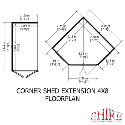 Shire Hampton 8x12 Corner Summerhouse with Side Shed