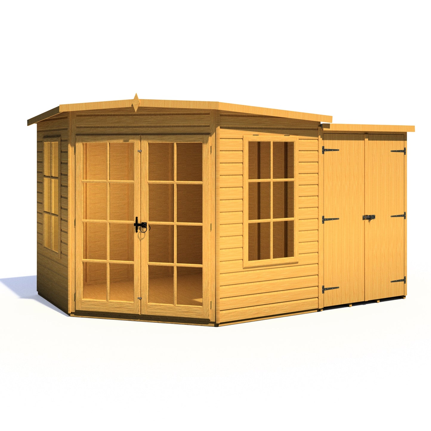 Shire Hampton 8x12 Corner Summerhouse with Side Shed