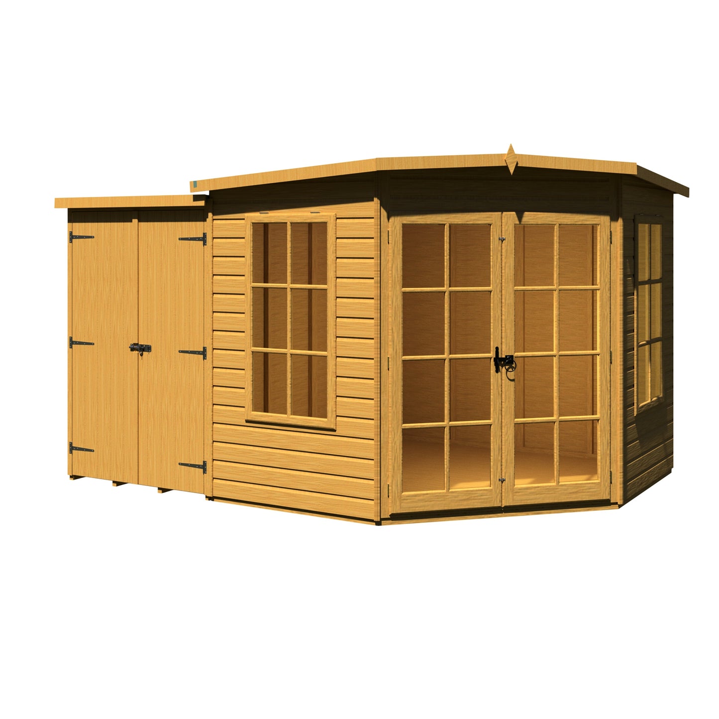 Shire Hampton 8x12 Corner Summerhouse with Side Shed