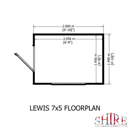 Shire Lewis 7x5 Single Door Shed