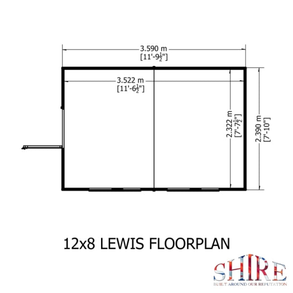 Shire Lewis 12x8 Single Door Shed