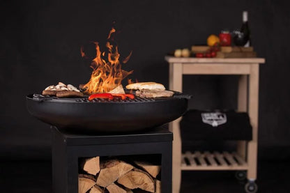 RedFire Matanzas firepit plancha with wood storage - Heat Outdoors