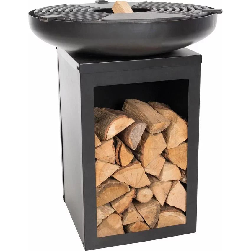 RedFire Matanzas firepit plancha with wood storage - Heat Outdoors