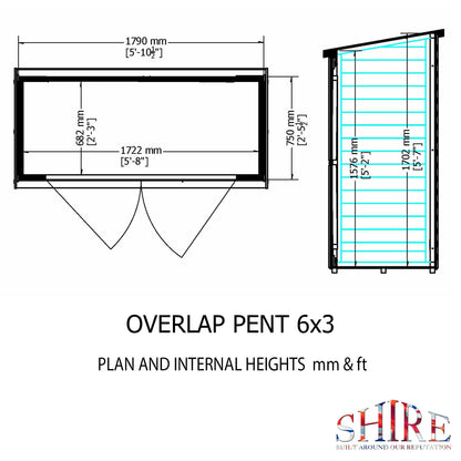 Garden Value Overlap 6 x 3 Pressure Treated Shed