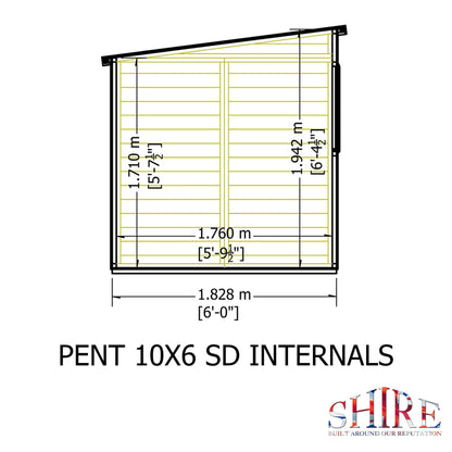 Pent 10 ft x 6 ft Shiplap Shed
