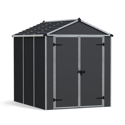 Rubicon 6 ft. x 8 ft. Garden Shed with Floor - Dark Grey Polycarbonate Panels