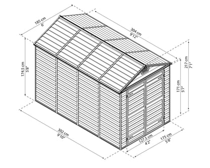 Skylight 6ft. x 10ft. Garden Shed - Amber Polycarbonate Panels
