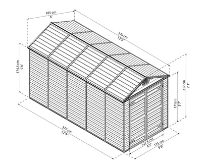 Skylight 6ft. x 12ft. Garden Shed - Amber Polycarbonate Panels