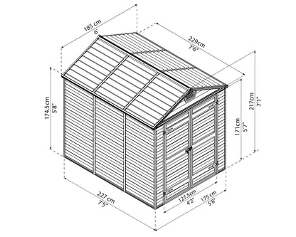 Skylight 6ft. x 8ft. Garden Shed - Amber Polycarbonate Panels