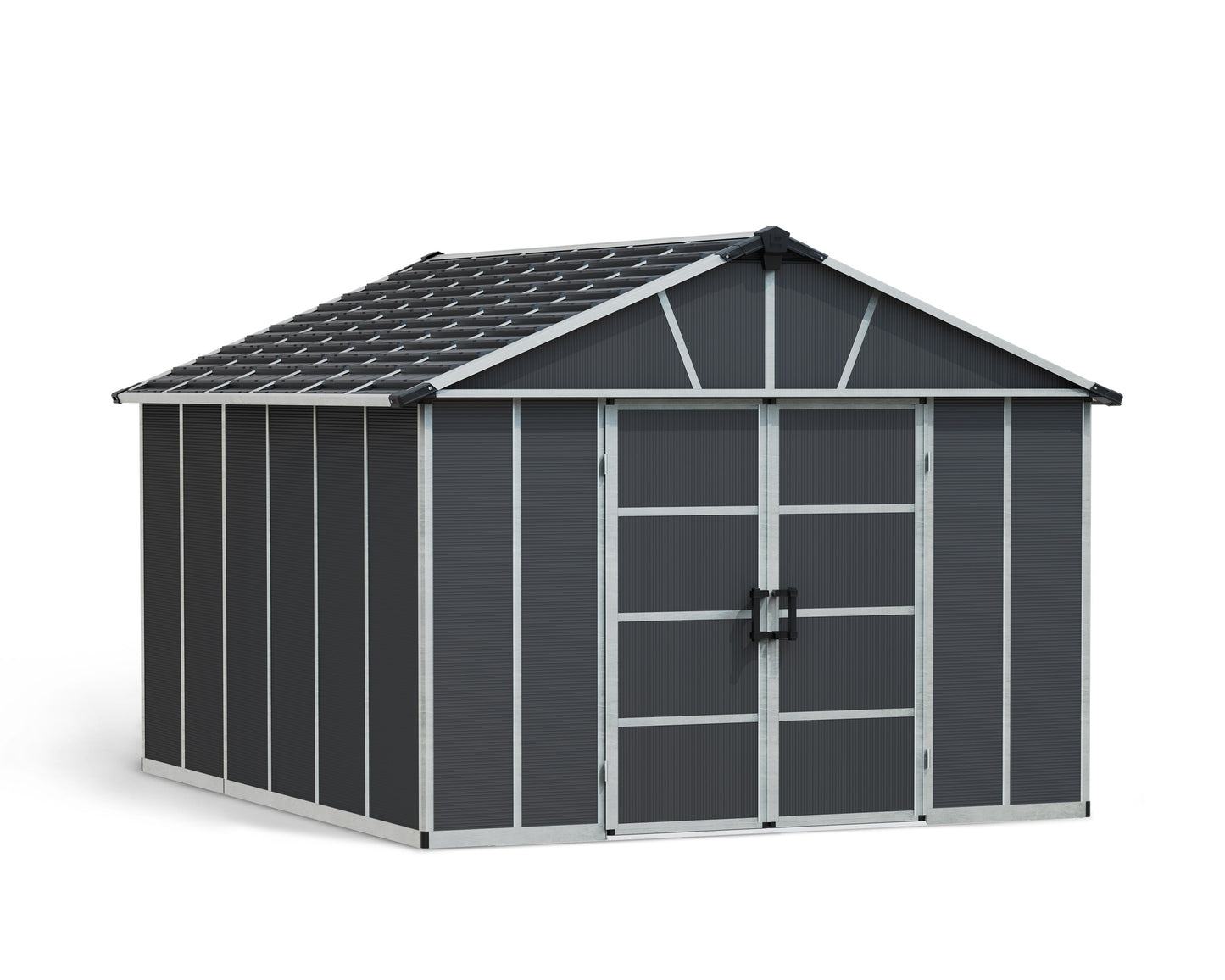 Yukon 11ft. x 13ft. Garden Shed Without Floor - Dark Grey Polycarbonate Panels