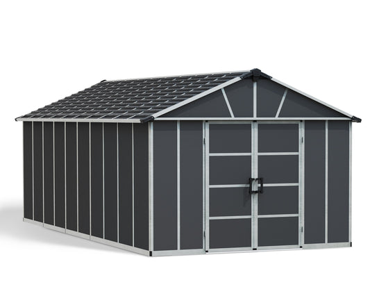 Yukon 11 x 21.3 ft. Garden Shed With Floor - Dark Grey Polycarbonate Panels