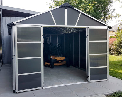 Yukon 11ft. x 17ft. Garden Shed Without Floor - Dark Grey Polycarbonate Panels