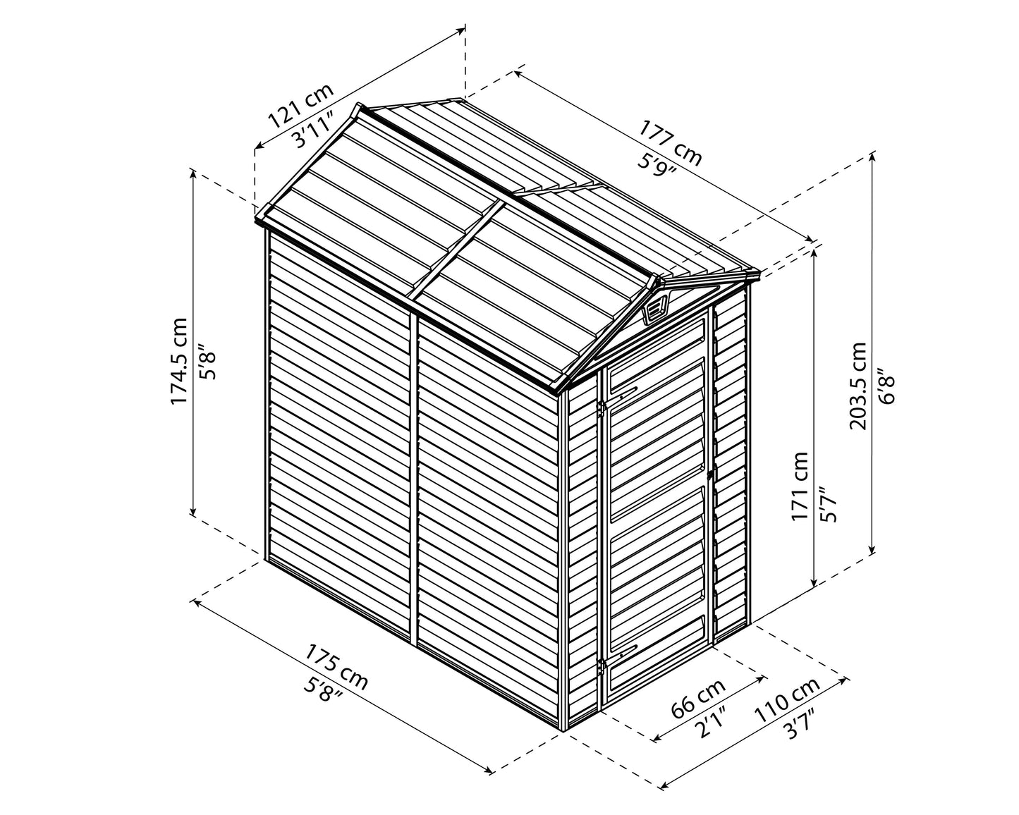 Skylight 4ft. x 6ft. Garden Shed - Amber Polycarbonate Panels